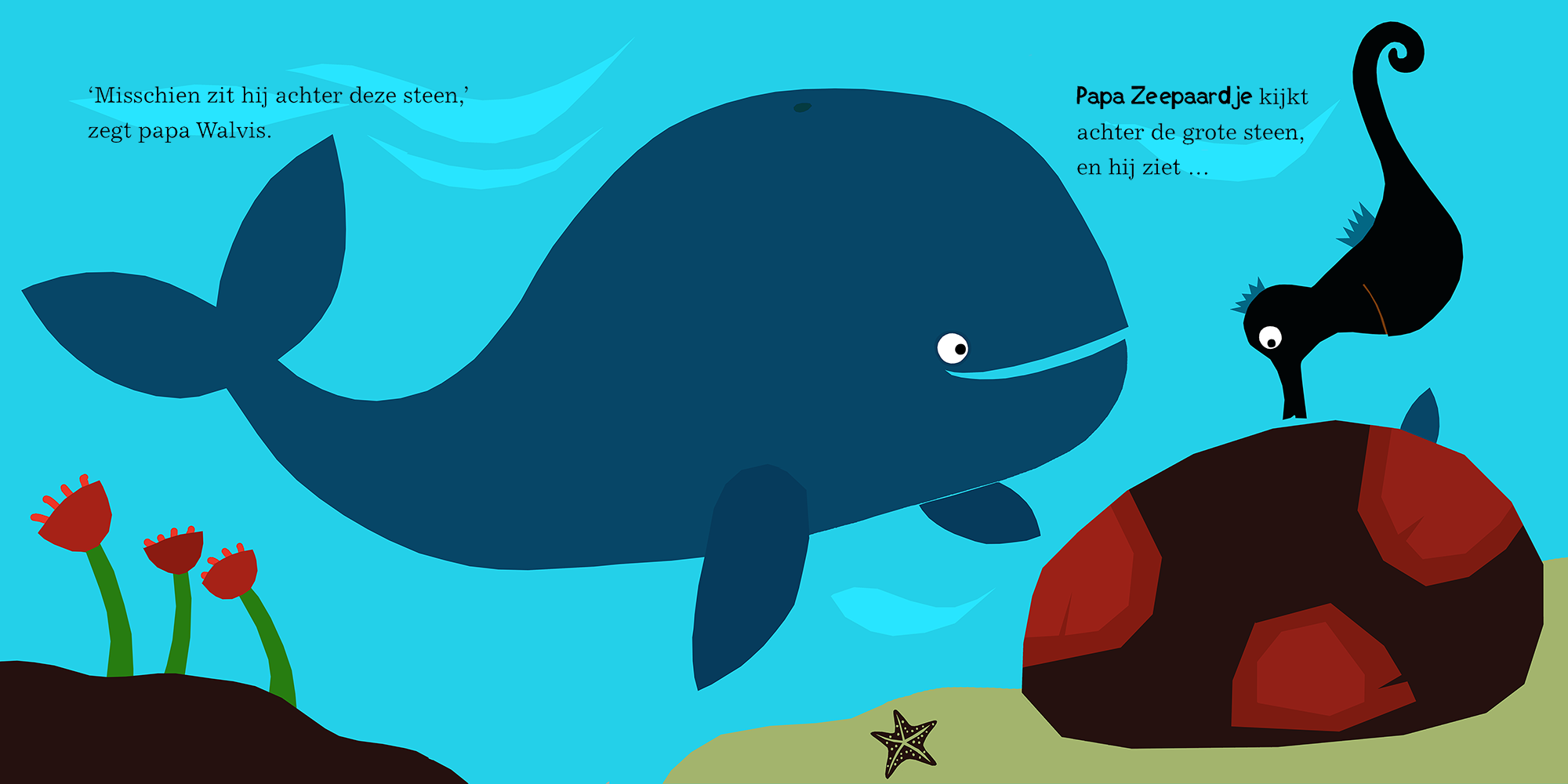Illustratie voor prentenboek De zoektocht van papa Zeepaardje / Illustration for Children's Book Papa Seahorse's Search, Clavis Publishing
